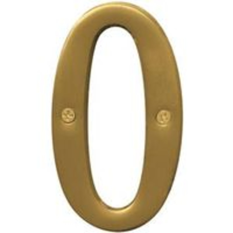Number House 0 SB 4-Inch Brass