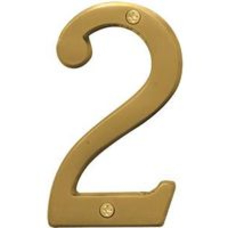 Number House 2 Self-Adhesive 4-Inch Brass Numbers