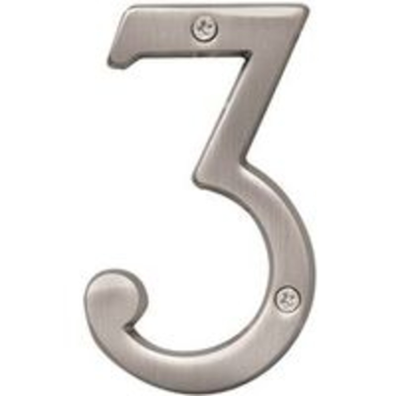 Number House 3, 4-Inch Satin Finish Sign, Numbers & Letters