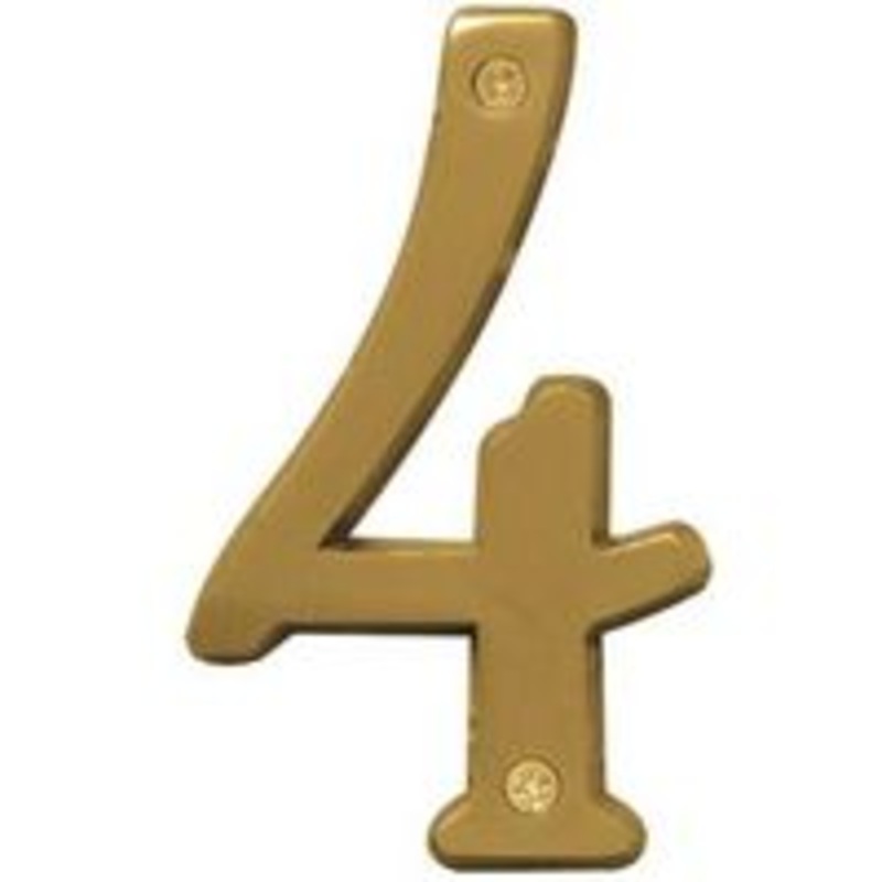 Number House 4 Brass Sign, 4 Height
