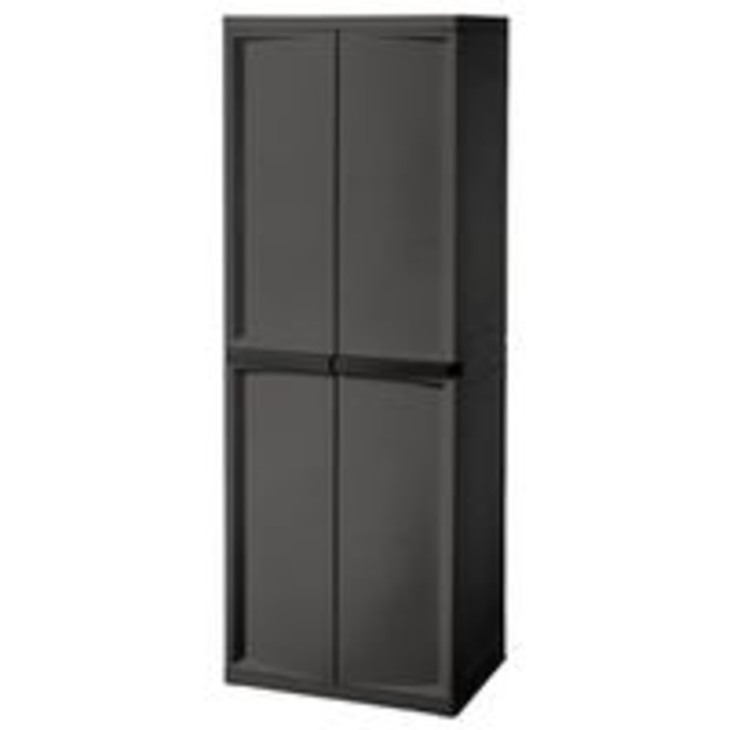 4-Shelf Gray Cabinet with Black Accents