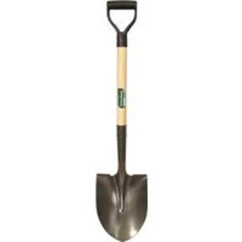 Round Point Shovel with Wooden Handle and Poly Grip