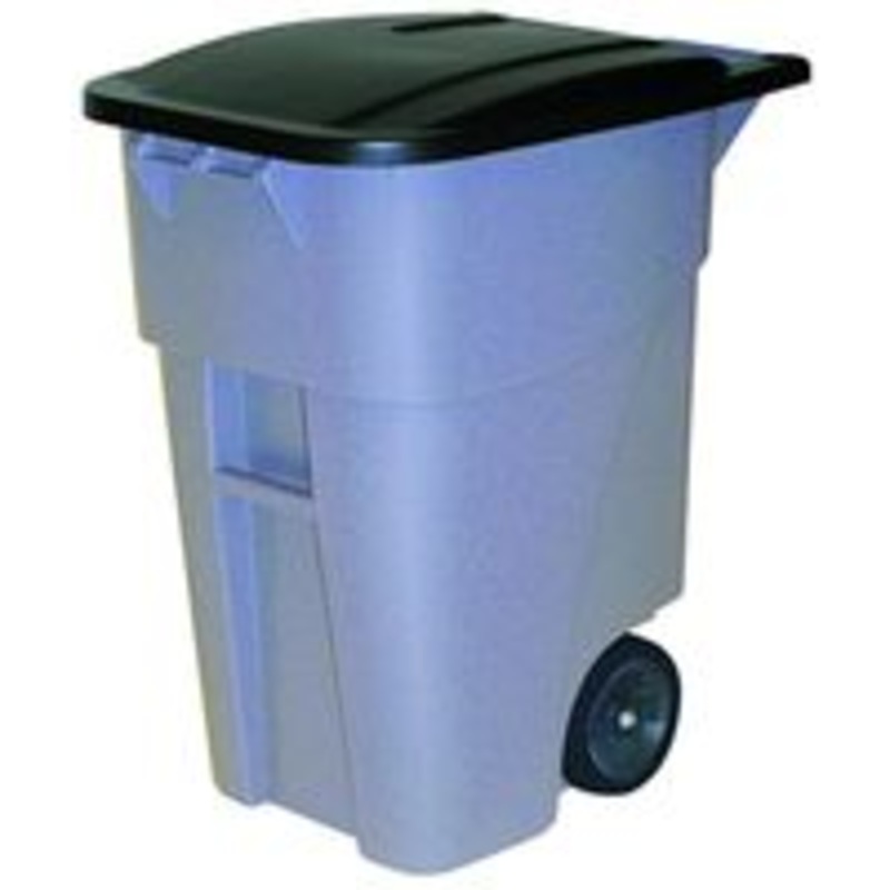 50-Gallon Gray Rolling Trash Container