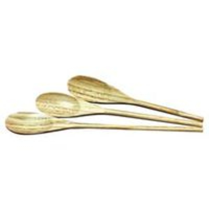 Solid Wooden Spoon Set – 3 Pieces, 10/12 Inches
