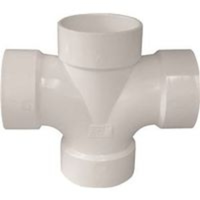 Cross DWV Double 3 x 3 x 1-1/2 x 1 Pipe Fitting