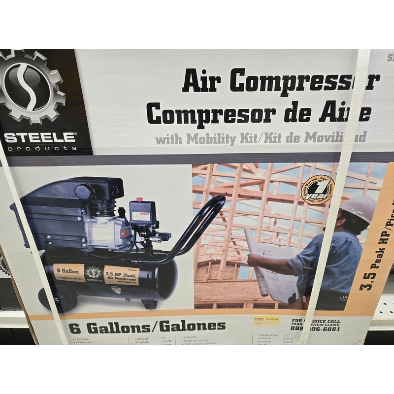 Steele 6 Gallon Portable Air Compressor