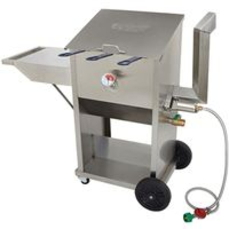Fryer Stainless Steel Cart with Side Shelf – 9 Gauge