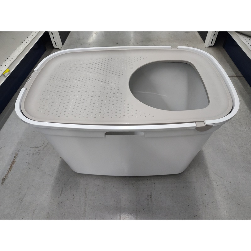 Moderna Top Entry Cat Litter Box – White/Grey