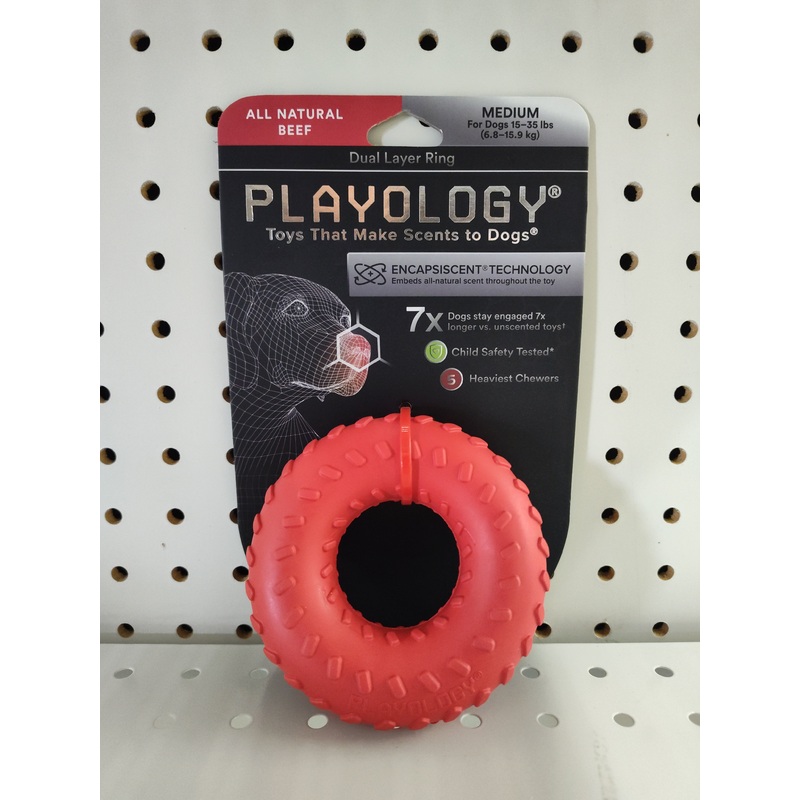 Playology Medium Beef Ring Dog Toy