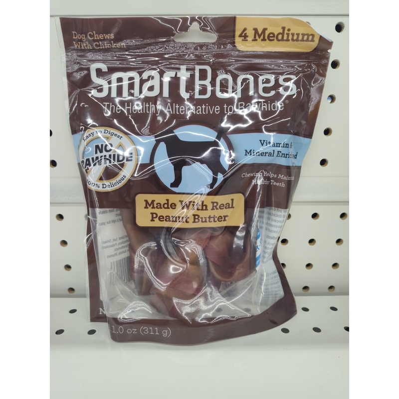 SmartBones Peanut Butter Medium 4-Pack Dog Treats