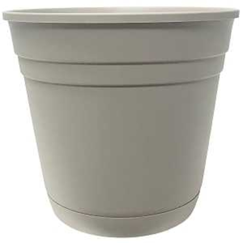 Taupe Planter with Saucer, 12-Inch