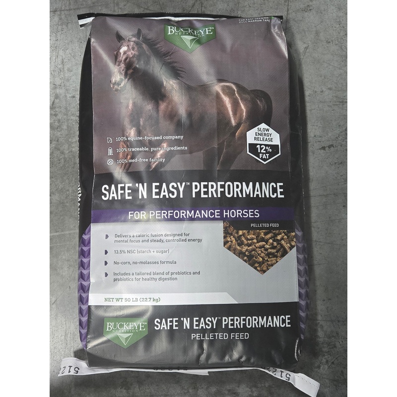 Buckeye Safe ‘N’ Easy Performance Horse Feed (50 lbs)