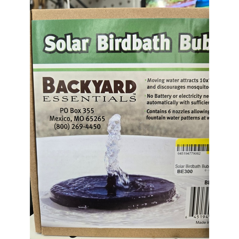 Solar Birdbath Bubbler Fountain