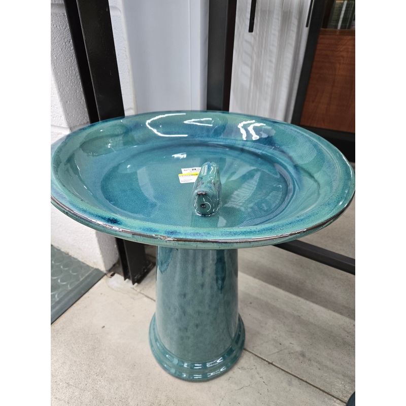 Teal Bird Bath for Wild Birds